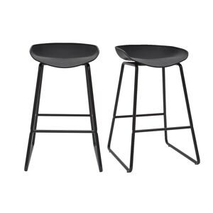 Miliboo Taburetes de bar modernos negros con patas en metal 65 cm (lote de 2) PEBBLE