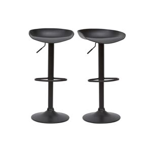 Miliboo Taburetes de bar regulables modernos negros  A65 cm (lote de 2) PEBBLE