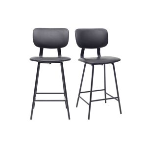 Miliboo Taburetes de bar vintage negro con patas en metal 65cm (lote de 2) LAB