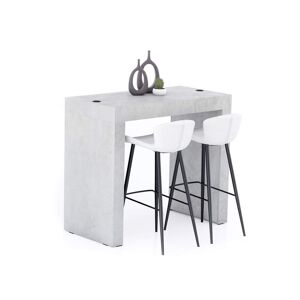 Mobili Fiver Mesa alta Evolution 120x60, Cemento Gris con dos patas y cargador inalámbrico