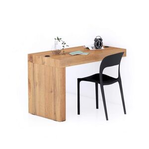 Mobili Fiver Escritorio Evolution 120x60, Madera Rustica con una pata y cargador inalámbrico