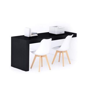 Mobili Fiver Escritorio Evolution 180x60, Madera Negra con una pata y cargador inalámbrico