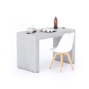 Mobili Fiver Escritorio Evolution 120x60, Cemento Gris con dos patas y cargador inalámbrico