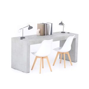 Mobili Fiver Escritorio Evolution 180x60, Cemento Gris con dos patas y cargador inalámbrico