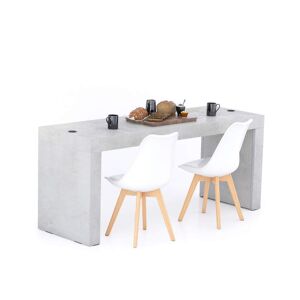 Mobili Fiver Mesa de comedor Evolution 180x60, Cemento Gris con dos patas y cargador inalámbrico