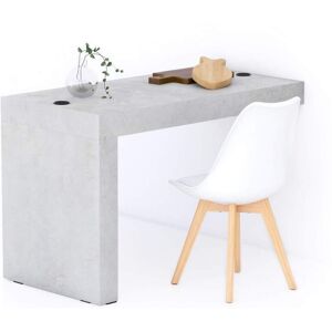 Mobili Fiver Mesa de comedor Evolution 120x60, Cemento Gris con una pata y cargador inalámbrico