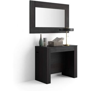 Mobili Fiver Mesa consola extensible Easy, con porta extensiones, 45(305)x 90 cm, color Madera negra