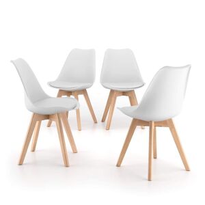 Mobili Fiver Set de 4 sillas en estilo nórdico Greta, blanco