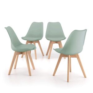 Mobili Fiver Set de 4 sillas en estilo nórdico Greta, verde