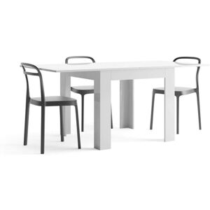 Mobili Fiver Mesa cuadrada extensible Eldorado, 90x(180)x90 cm, color Blanco brillante