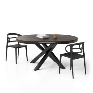 Mobili Fiver Mesa redonda extensible Emma 120-160 cm en color nogal americano con patas cruzadas negras