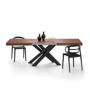 Mobili Fiver Mesa extensible Emma 160(240)x90 cm, color nogal canaletto con patas cruzadas negras