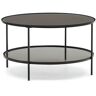 Mesa de centro Gilda de cristal templado y metal con acabado pintado negro mate ø 80 cm - Kave Home