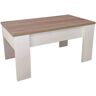 NINGUNA Mesa de centro elevable gala tablero de partículas melaminizado 90x50x46 cm blanco-cambria - blanco-cambria