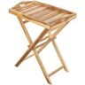 Mesa plegable de madera Teca autentificada con bandeja extraíble 60x70x40 cm - Prixprime