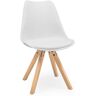 NINGUNA Silla de comedor de diseño nórdico eva asiento de polipropileno patas madera de haya blanco - blanco