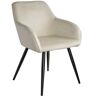 Tectake Silla aterciopelada marilyn poliuretano crema/negro