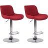 CLP Set de 2 Taburetes de bar regulable en Tela Rojo