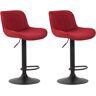 CLP Set de 2 Taburetes de bar regulable en Tela Rojo