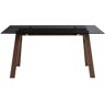 Miliboo Mesa de comedor cristal ahumado negro y madera L160 cm BACCO