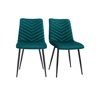 Miliboo Set de 2 sillas de diseño de terciopelo azul petróleo y metal negro PUMPKIN