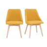 Miliboo Set de 2 sillas de tela efecto aterciopelado texturizado amarillo mostaza y madera maciza HIGGINS