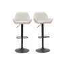 Miliboo Set de 2 taburetes de cocina ajustable de tela beige y metal negro RONNIE