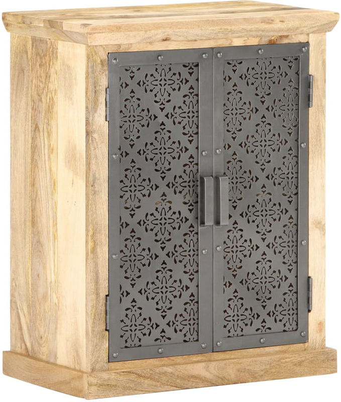 ASUPERMALL Aparador con puertas de acero madera mango macizo 60x35x75 cm