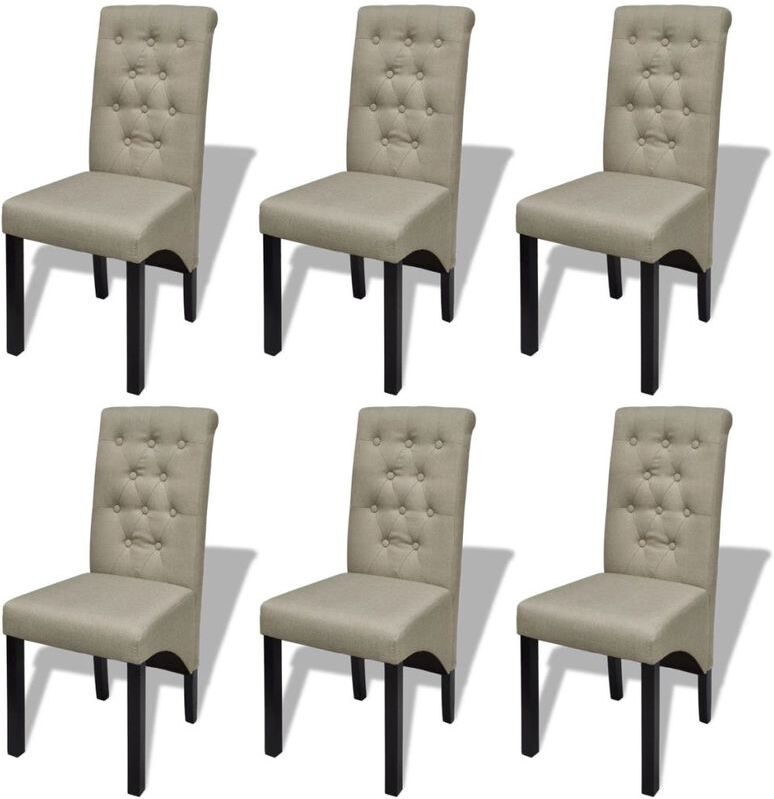 Hommoo Sillas de comedor 6 unidades de tela beige