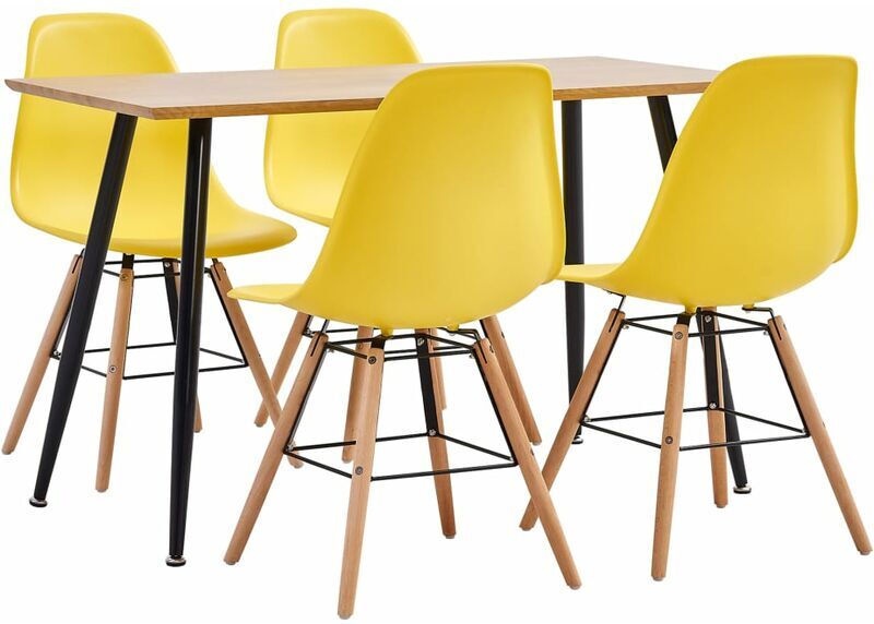 vidaXL Juego de comedor 5 piezas plástico amarillo - Giallo