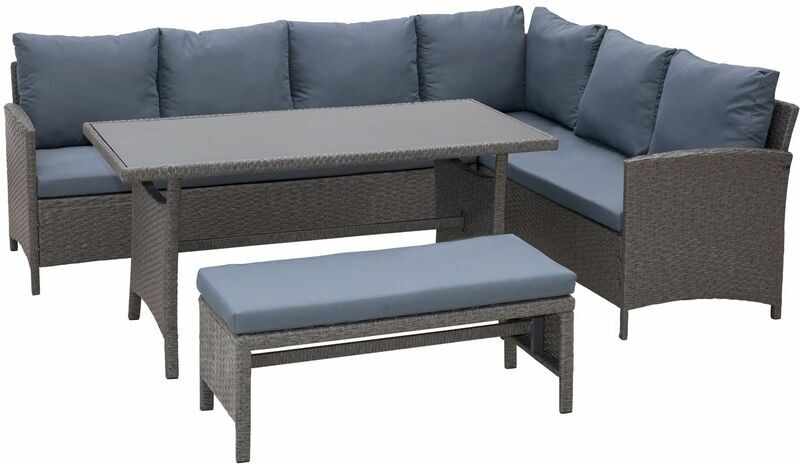 Outsunny Conjunto 4 Piezas Muebles de Ratán con Cojines Acolchados Tubo de