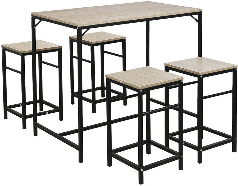 OOBEST Set de 4 Taburetes + 1 mesa de jardín - Para cocina  sala de estar   5