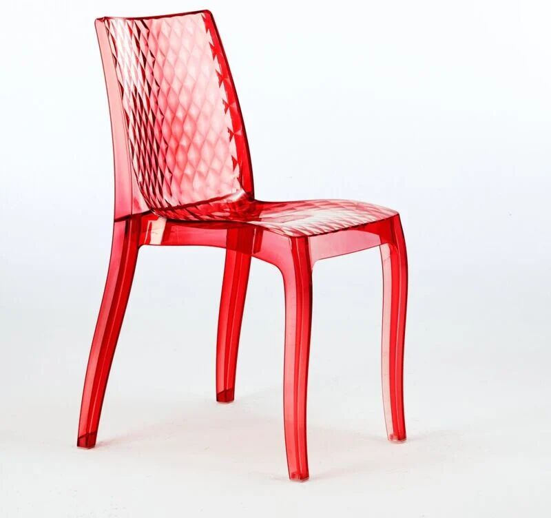 GRAND SOLEIL Silla cocina y bar policarbonato transparente apilable Hypnotic Rojo