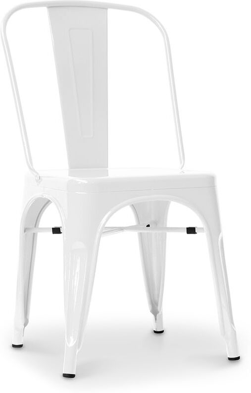 PRIVATEFLOOR Silla estilo Tolix con asiento cuadrada - Nueva edición - Metal Blanco