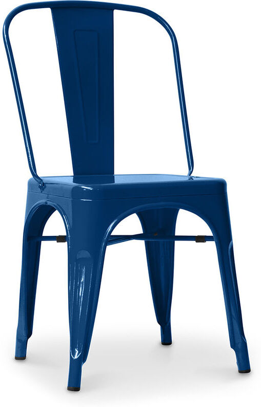 PRIVATEFLOOR Silla estilo Tolix con asiento cuadrada - Nueva edición - Metal Azul