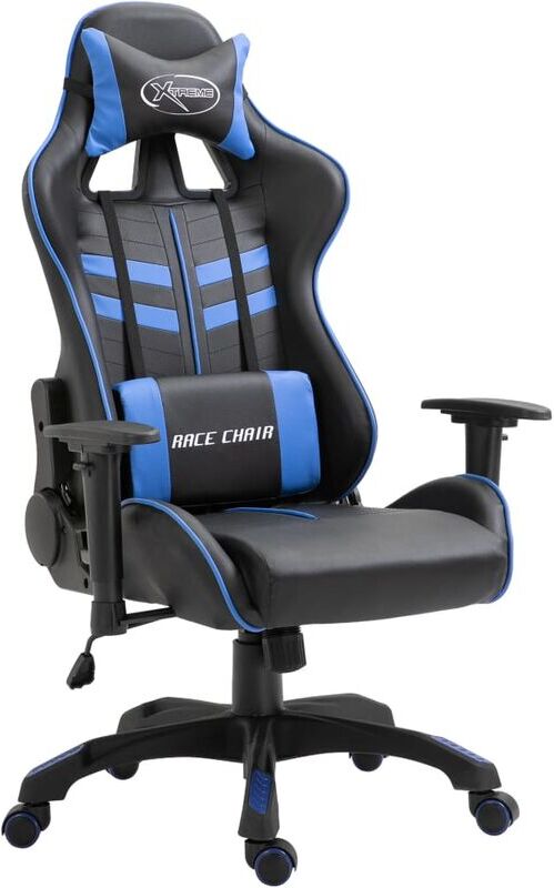 VIDAXL Silla de Gaming de Cuero Sintético Azul - Blu - Vidaxl