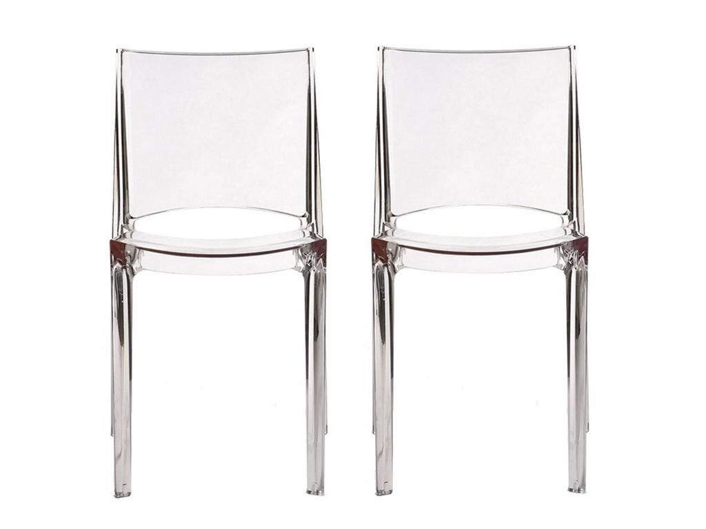 Unique Conjunto de 2 sillas apilables HELLY - Policarbonato - Cristal