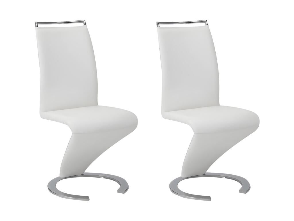 Unique Conjunto de 2 sillas TWIZY - Piel sintética - Blanco