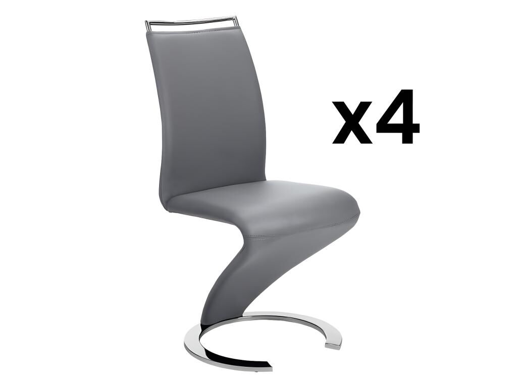 Unique Conjunto de 4 sillas TWIZY - Piel sintética gris