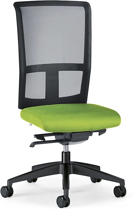 interstuhl Silla giratoria de oficina GOAL AIR, altura del respaldo 545 mm, armazón negro, con ruedas duras, verde amarillento, profundidad del asiento 410 mm