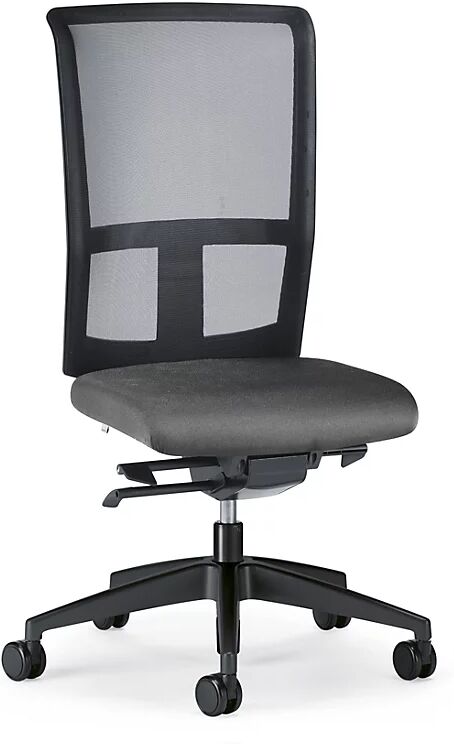 interstuhl Silla giratoria de oficina GOAL AIR, altura del respaldo 545 mm, armazón negro, con ruedas duras, gris hierro, profundidad del asiento 410 - 460 mm