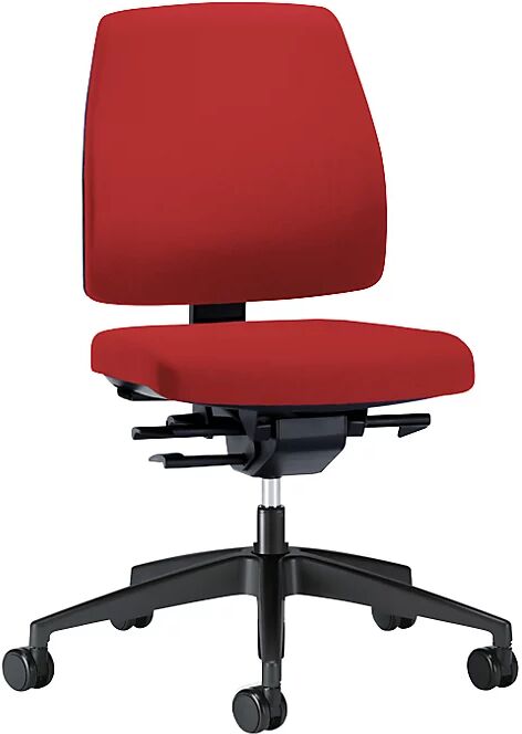 interstuhl Silla giratoria de oficina GOAL, altura del respaldo 430 mm, armazón negro, con ruedas duras, rojo vivo, profundidad del asiento 410 - 460 mm