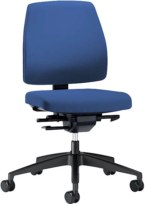 interstuhl Silla giratoria de oficina GOAL, altura del respaldo 430 mm, armazón negro, con ruedas duras, azul genciana, profundidad del asiento 410 mm