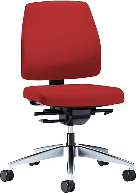 interstuhl Silla giratoria de oficina GOAL, altura del respaldo 430 mm, armazón pulido, con ruedas duras, rojo vivo, profundidad del asiento 410 - 460 mm