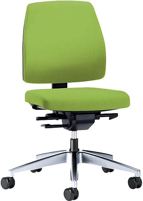 interstuhl Silla giratoria de oficina GOAL, altura del respaldo 430 mm, armazón pulido, con ruedas duras, verde amarillento, profundidad del asiento 410 - 460 mm