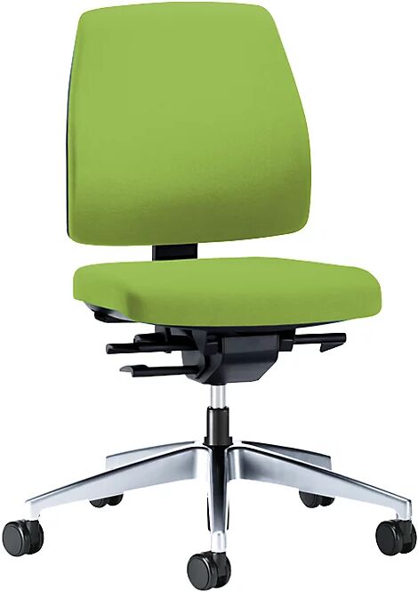 interstuhl Silla giratoria de oficina GOAL, altura del respaldo 430 mm, armazón pulido, con ruedas duras, verde amarillento, profundidad del asiento 410 mm