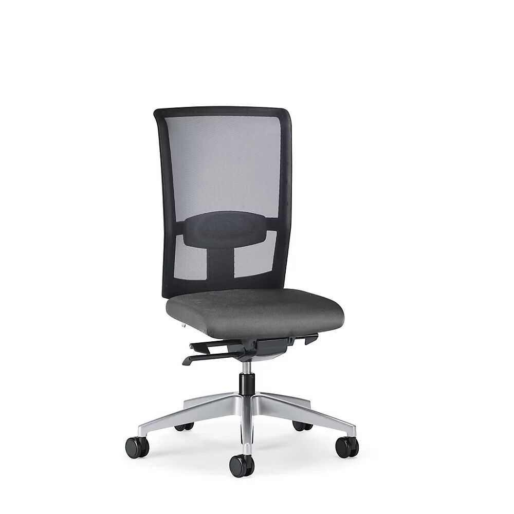 interstuhl Silla giratoria de oficina GOAL AIR, altura del respaldo 545 mm, armazón plateado brillante, con ruedas duras, gris hierro, profundidad del asiento 410 mm