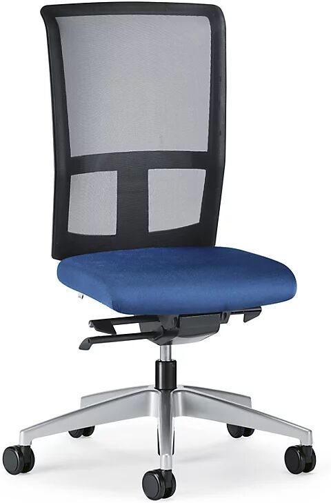 interstuhl Silla giratoria de oficina GOAL AIR, altura del respaldo 545 mm, armazón plateado brillante, con ruedas duras, azul genciana, profundidad del asiento 410 - 460 mm