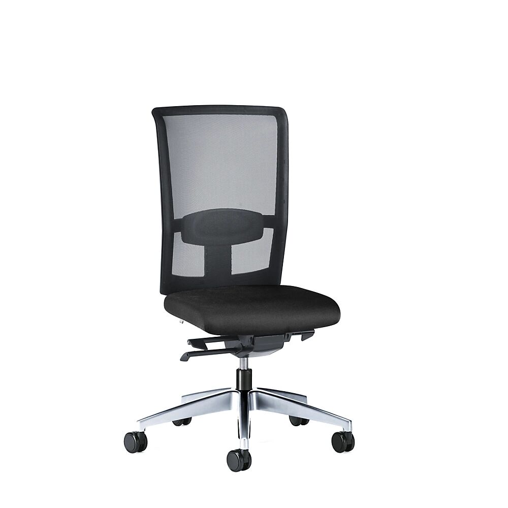 interstuhl Silla giratoria de oficina GOAL AIR, altura del respaldo 545 mm, armazón pulido, con ruedas duras, negro grafito, profundidad del asiento 410 - 460 mm