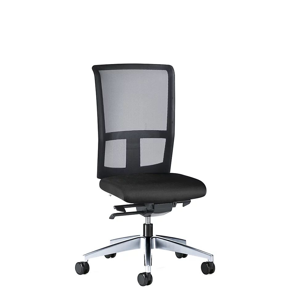 interstuhl Silla giratoria de oficina GOAL AIR, altura del respaldo 545 mm, armazón pulido, con ruedas duras, negro grafito, profundidad del asiento 410 mm